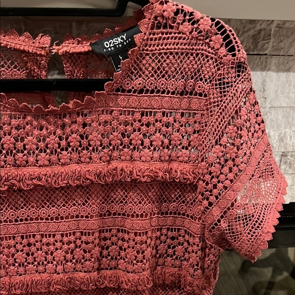 Anthropologie 02Sky Rust Lace Sheath Dress size Large - Picture 5 of 13